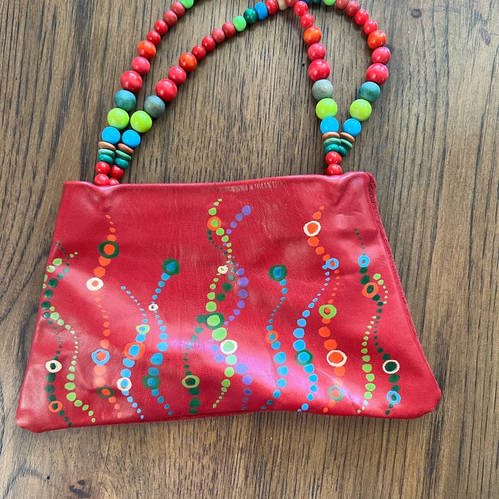 Colorful Beaded Strap Women's Bag